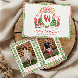 Aquarell-Monogramm-Anfangsbuchstabe Santa-Wappen F Feiertagskarte