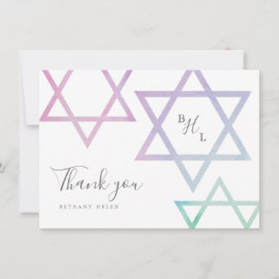 Aquarell-Monogramm Bat Mitzwa Danke Karte