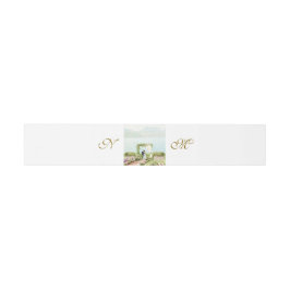 Aquarell-Monogramm-Einladung Bauchbinde Einladungsbanderole