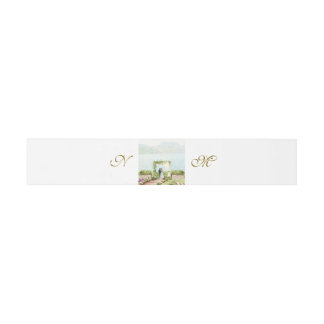 Aquarell-Monogramm-Einladung Bauchbinde Einladungsbanderole