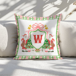 Aquarell-Monogramm-Initial Karo-Weihnachtsmann-Wap Kissen