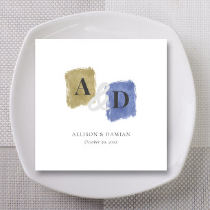 Aquarell-Monogramm-Initialen-Hochzeit Serviette