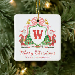 Aquarell-Monogramm-Initialien-Santa-Wappen Keramikornament