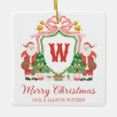 Aquarell-Monogramm-Initialien-Santa-Wappen Keramikornament (Vorderseite)
