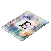 Aquarell-Monogramm lila Iris-Blüten Notizblock (Linke Seite)
