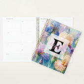 Aquarell-Monogramm lila Iris-Blüten Planer (Anzeige)