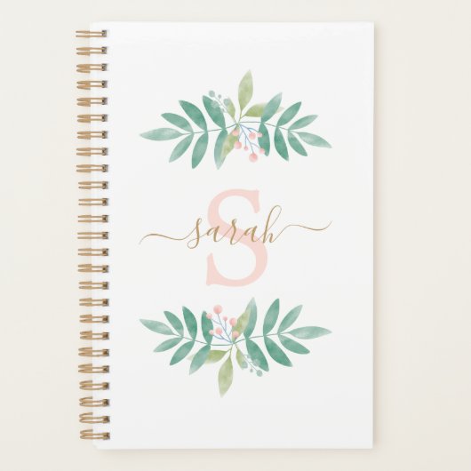 Aquarell-Monogramm mit Blumenmotiv Planer (Vorderseite)