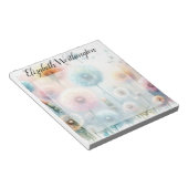 Aquarell-Monogramm mit rosa blauen Löwenzahnblumen Notizblock (angewinkelt)