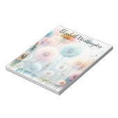 Aquarell-Monogramm mit rosa blauen Löwenzahnblumen Notizblock (Rotiert)