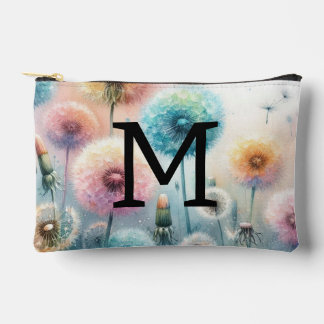 Aquarell-Monogramm mit rosa blauen Löwenzahnblumen Zubehörtasche