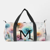 Aquarell-Monogramm mit rosa-blauen Löwenzahnblüten