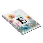 Aquarell-Monogramm mit rosa-blauen Löwenzahnblüten Notizblock (Rechte Seite)