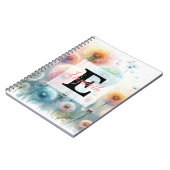 Aquarell-Monogramm mit rosa-blauen Löwenzahnblüten Notizblock (Linke Seite)