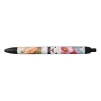 Aquarell-Monogramm mit rosa Gänseblümchen-Blumen