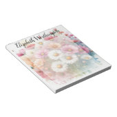 Aquarell-Monogramm mit rosa Gänseblümchen-Blumen  Notizblock (angewinkelt)