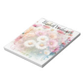 Aquarell-Monogramm mit rosa Gänseblümchen-Blumen  Notizblock (Rotiert)
