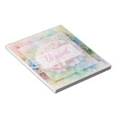 Aquarell-Monogramm mit rosa Hortensie  Notizblock (angewinkelt)