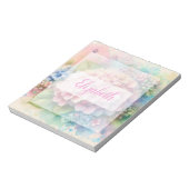 Aquarell-Monogramm mit rosa Hortensie  Notizblock (Rotiert)