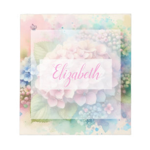 Aquarell-Monogramm mit rosa Hortensie Notizblock