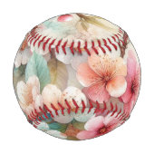 Aquarell-Monogramm mit rosa Kirschblüten  Baseball (Rückseite)