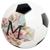 Aquarell-Monogramm mit rosa Kirschblüten  Fußball (Dreiviertel)