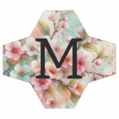 Aquarell-Monogramm mit rosa Kirschblüten  Fußball (Flach)