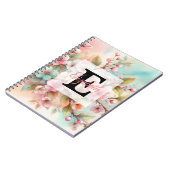 Aquarell-Monogramm mit rosa Kirschblüten  Notizblock (Linke Seite)