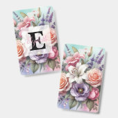 Aquarell-Monogramm mit rosa lila Blumen  Ausweis (Vorder- & Rückseite)