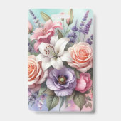 Aquarell-Monogramm mit rosa lila Blumen  Ausweis (Rückseite)