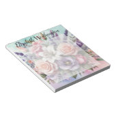 Aquarell-Monogramm mit rosa lila Blumen Notizblock (angewinkelt)