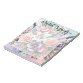 Aquarell-Monogramm mit rosa lila Blumen Notizblock (Rotiert)