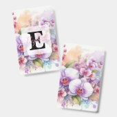 Aquarell-Monogramm mit rosa Orchideenblüten Ausweis (Vorder- & Rückseite)