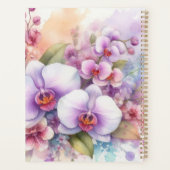Aquarell-Monogramm mit rosa Orchideenblüten Planer (Rückseite)