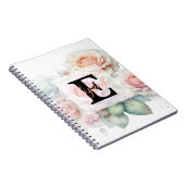 Aquarell-Monogramm mit rosa Rosenblumen  Notizblock (Rechte Seite)