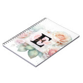 Aquarell-Monogramm mit rosa Rosenblumen  Notizblock (Linke Seite)