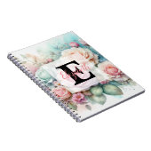 Aquarell-Monogramm mit rosa Rosenblumen  Notizblock (Rechte Seite)