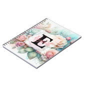 Aquarell-Monogramm mit rosa Rosenblumen  Notizblock (Linke Seite)