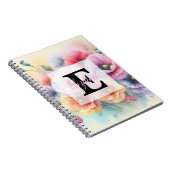 Aquarell-Monogramm mit rosa roten Mohnblumen  Notizblock (Rechte Seite)