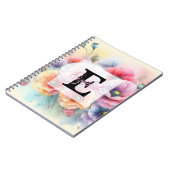Aquarell-Monogramm mit rosa roten Mohnblumen  Notizblock (Linke Seite)