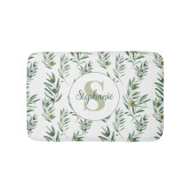 Aquarell-Monogramm-Name Olivenzweige-Muster