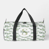 Aquarell-Monogramm-Name Olivenzweige-Muster Duffle Bag (Rückseite)