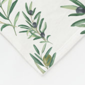 Aquarell-Monogramm-Name Olivenzweige-Muster Fleecedecke (Ecke)