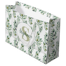 Aquarell-Monogramm-Name Olivenzweige-Muster