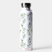 Aquarell-Monogramm-Name Olivenzweige-Muster Trinkflasche (Links)