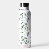 Aquarell-Monogramm-Name Olivenzweige-Muster Trinkflasche (Rechts)