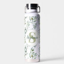 Aquarell-Monogramm-Name Olivenzweige-Muster