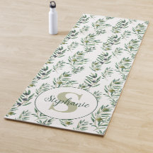 Aquarell-Monogramm-Name Olivenzweige-Muster