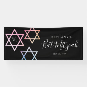 Aquarell-Monogramm Ombré Bat Mitzvah Foto Banner