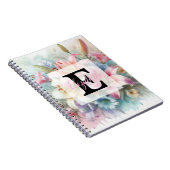 Aquarell-Monogramm rosa Lilien Blumen Notizblock (Rechte Seite)