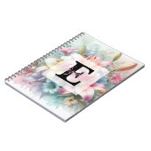 Aquarell-Monogramm rosa Lilien Blumen Notizblock (Linke Seite)